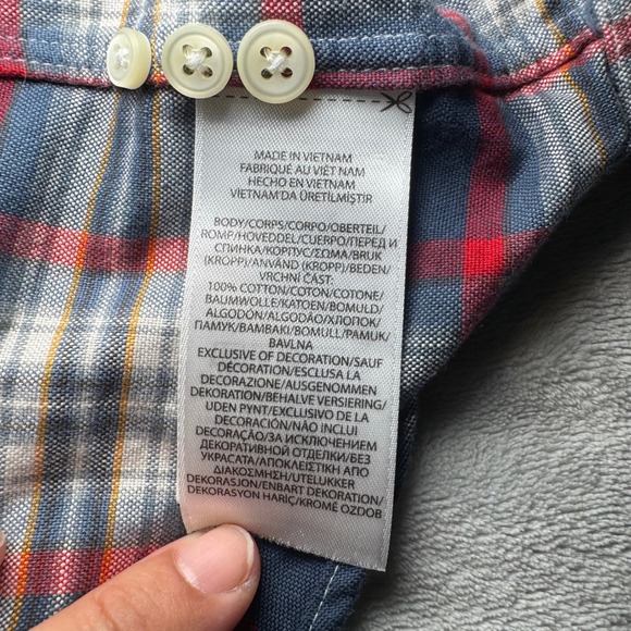 Ralph Lauren Classic Fit Plaid Button Down Shirt Men's XXL Navy Blue Red White - Picture 10 of 11